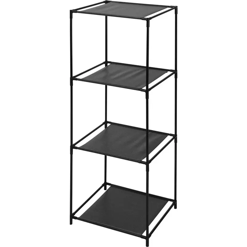 Stojak, regał na przybory - 3 poziomy, metal-tkanina, czarny
