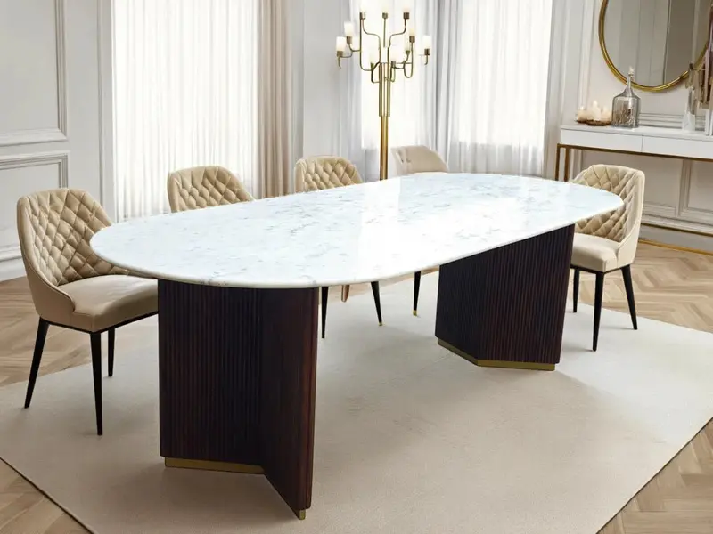 STÓŁ DO JADALNI GATSBY 240 CM , MARMUROWY BIAŁY BLAT / 45829 / INVICTA INTERIOR