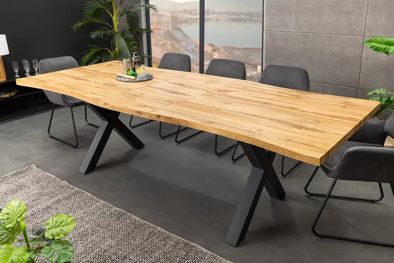 Stół do jadalni rozkladany optyka dziki dąb 160 - 200 cm / 45078 / INVICTA INTERIOR