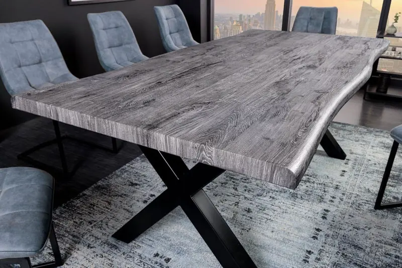 STÓŁ DZIKI DĄB SZARY WAPNOWANY 200 CM / 45087 / INVICTA INTERIOR