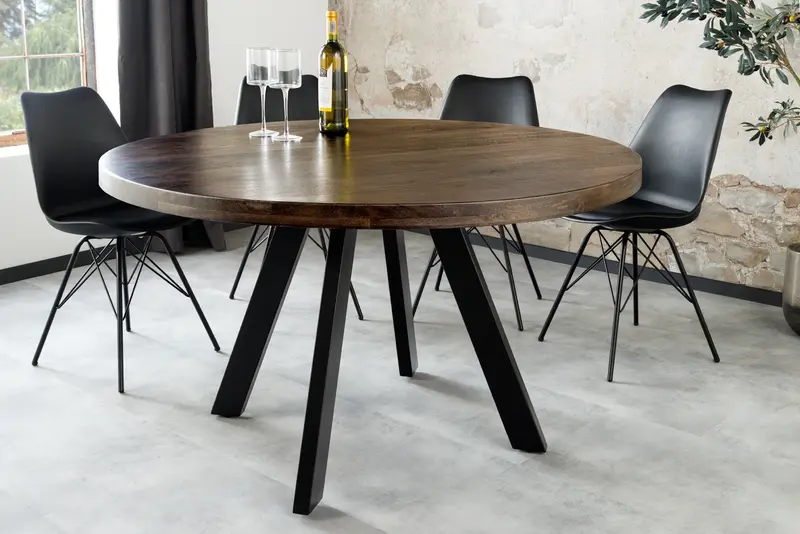 STÓŁ IRON CRAFT OKRĄGŁY DO JADALNI DREWNO MANGO BRĄZOWY 120 CM / 46796 / INVICTA INTERIOR