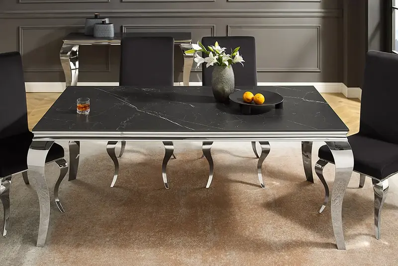 STÓŁ MODERN BAROCK OPTYKA CZARNY MARMURl 180cm / 44366 / INVICTA INTERIOR