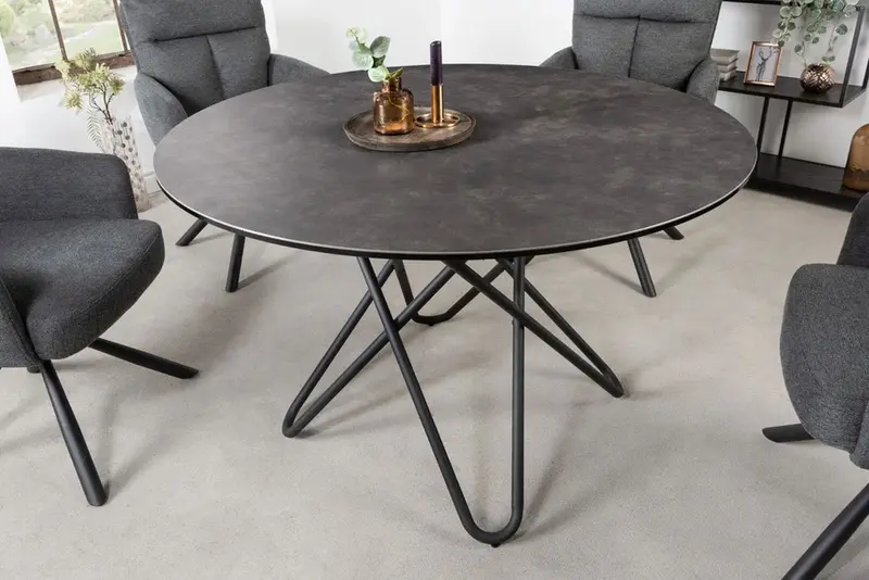 STÓŁ OKRĄGŁY 120 CM OPTYKA MARMUR ANTRACYT / 41710  / INVICTA INTERIOR