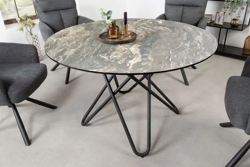 STÓŁ OKRĄGŁY 120 CM OPTYKA MARMUR CIEMNOSZARY  / 42368  / INVICTA INTERIOR