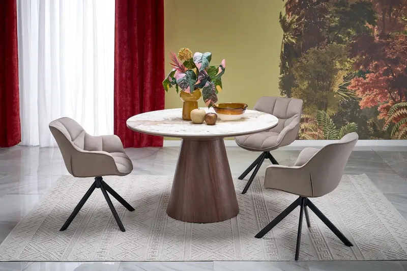 STÓŁ OKRĄGŁY DO SALONU 120 CM OPTYKA MARMUR / HAL