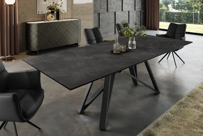 STÓŁ ROZKŁADANY ATLAS BLAT CERAMICZNY GRAFITOWY 160 - 200 CM / 46500 / INVICTA INTERIOR