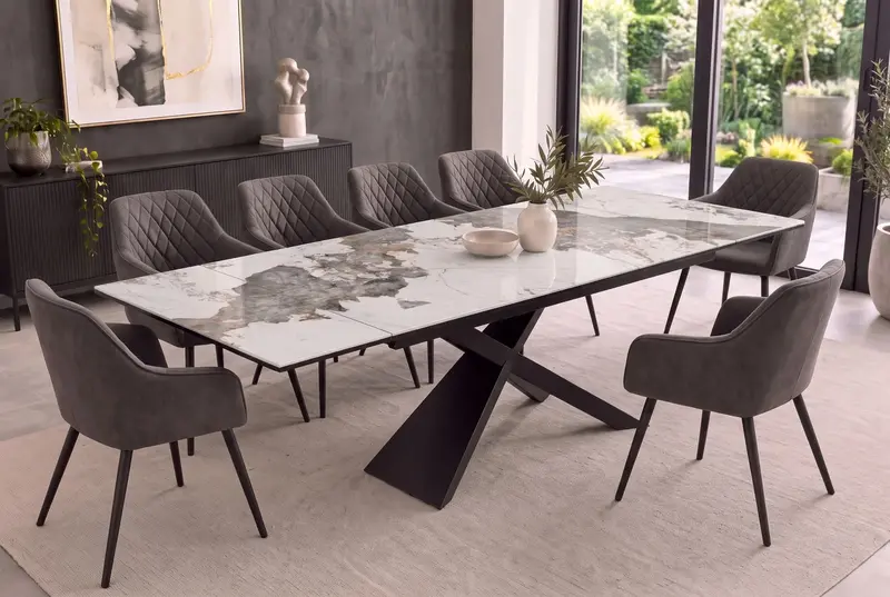 STÓŁ ROZKŁADANY EUPHORIA CERAMICZNY BLAT OPTYKA MARMUR 180 - 220 - 260 CM / 49618 / INVICTA INTERIOR