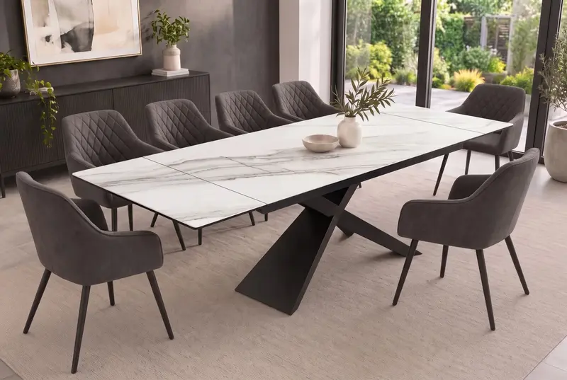 STÓŁ ROZKŁADANY EUPHORIA CERAMICZNY BLAT OPTYKA MARMUR 180 - 220 - 260 CM / 49619 / INVICTA INTERIOR