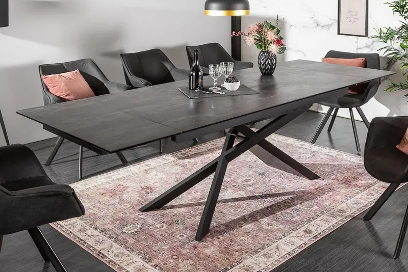 STÓŁ ROZKŁADANY EUPHORIA SZKŁO CERAMICZNE OPTYKA LAVA 40170  / INVICTA INTERIOR