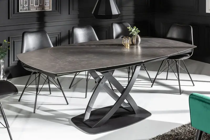 STÓŁ ROZKŁADANY INCEPTION 130-190 cm ANTRACYTOWY BLAT, OBROTOWY / 41398 / INVICTA INTERIOR