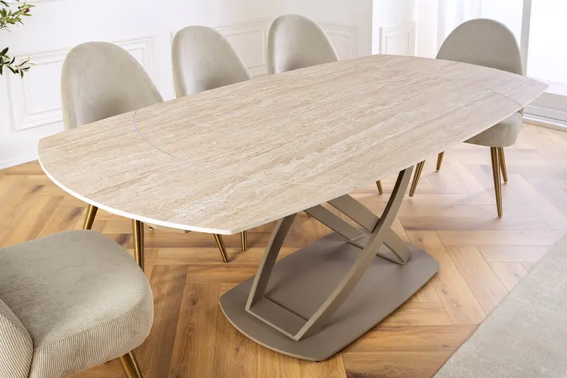 Stół ROZKŁADANY INCEPTION 130-190 cm BLAT CERAMICZNY, OBROTOWY / 46426 / INVICTA INTERIOR