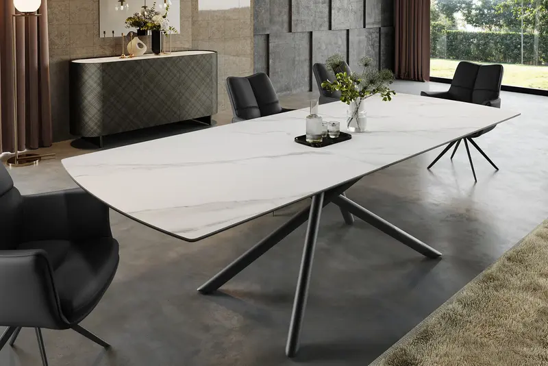 Stół  rozkładany MIKADO ceramiczny biały blat 180 - 230 cm / 46495/ INVICTA INTERIOR
