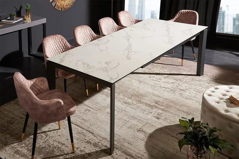 STÓŁ ROZKŁADANY OPTYKA BIAŁY MARMUR 180-240 cm / 41453  / INVICTA INTERIOR