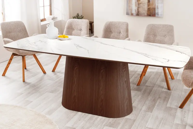 STÓŁ UNIQUE 200 CM DO SALONU OPTYKA BIAŁY MARMUR / 45139 / INVICTA INTERIOR