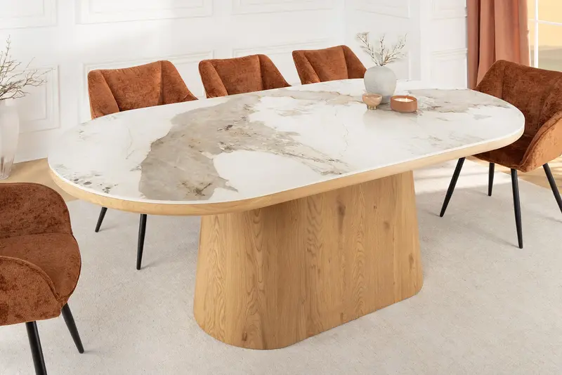 STÓŁ UNIQUE 200 CM DO SALONU OPTYKA BIAŁY MARMUR / 46381 / INVICTA INTERIOR