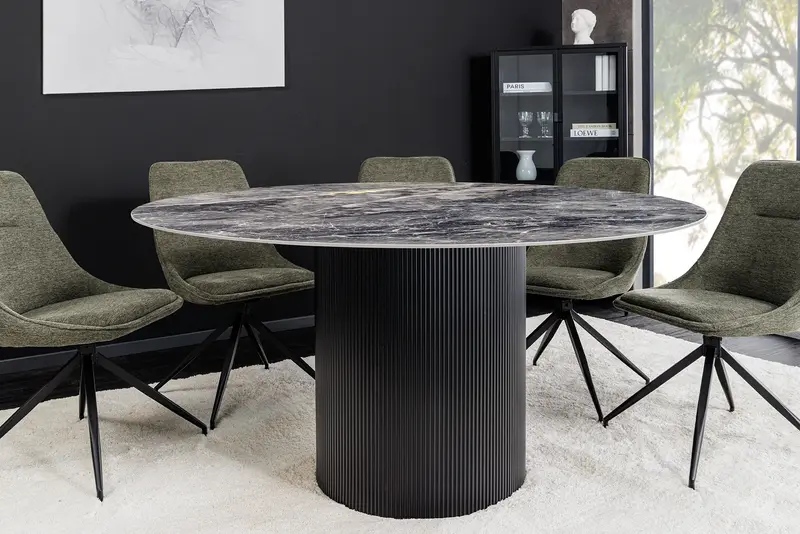Stół UNIQUE okrągły z ceramicznym szarym blatem 120 cm / 46382 / INVICTA INTERIOR
