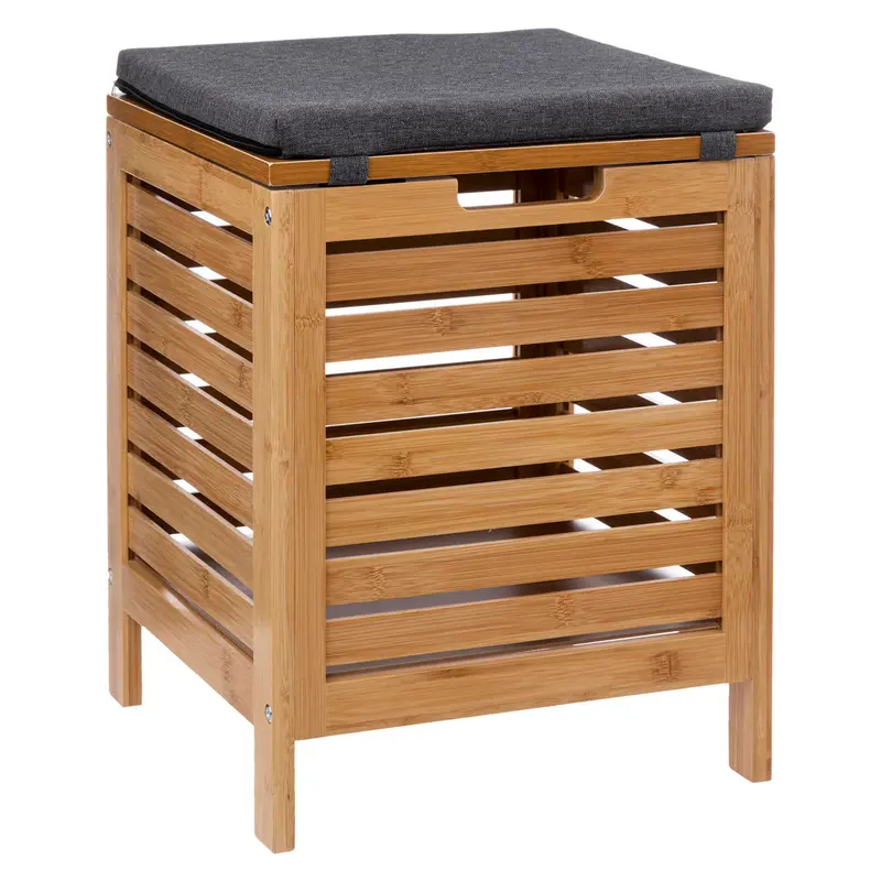Stołek łazienkowy BAMBOO z koszem na pranie, 2w1