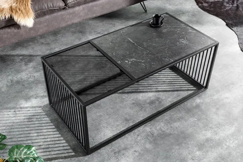 STOLIK ARCHITECTURE OPTYKA CZARNY MARMUR 100 CM / 43001 / INVICTA INTERIOR