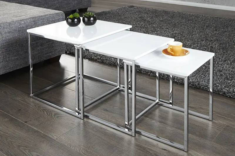 STOLIK ELEMENTS BIAŁY KOMPLET 3 SZTUK / 11839 / INVICTA INTERIOR