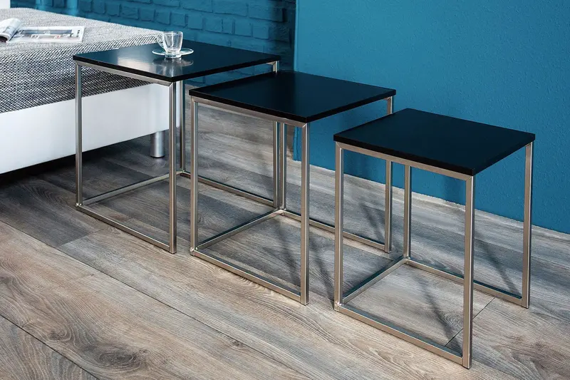 STOLIK ELEMENTS CZARNY KOMPLET 3 SZTUK / 37116 / INVICTA INTERIOR