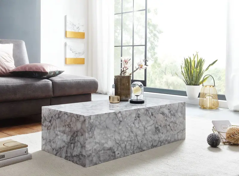 STOLIK KAWOWY 100 CM OPTYKA MARMUR MDF BIAŁY Wohnling / WL6.321
