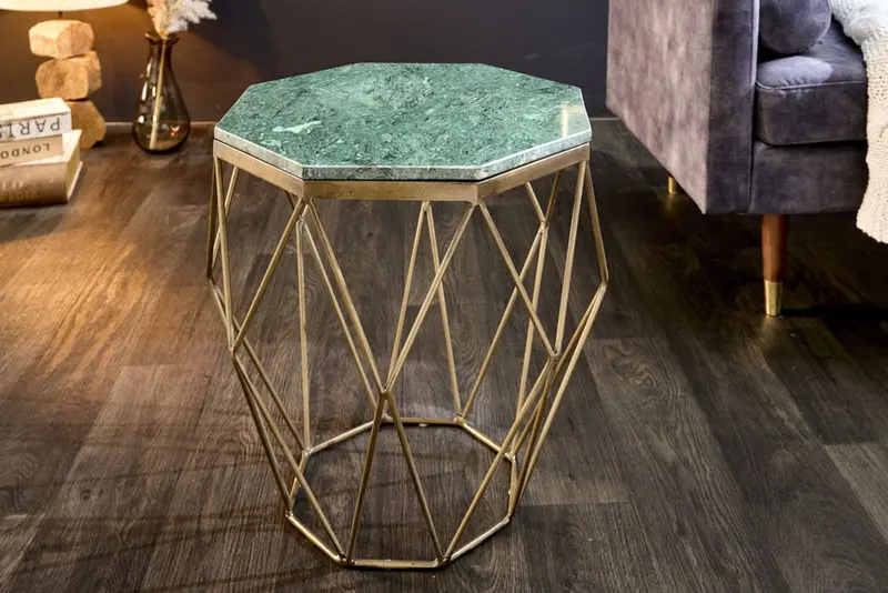 STOLIK KAWOWY DIAMOND MARMUR ZIELONY 50 CM / 41857  / INVICTA INTERIOR