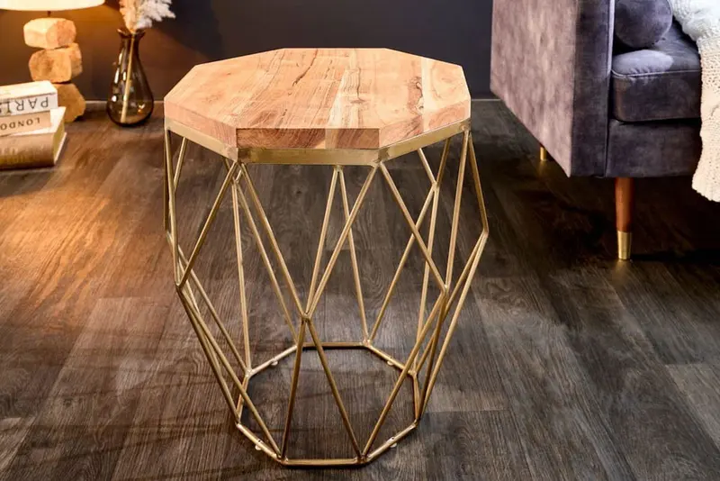 STOLIK KAWOWY DIAMOND NATURALNA AKACJA 50 CM / 41855  / INVICTA INTERIOR