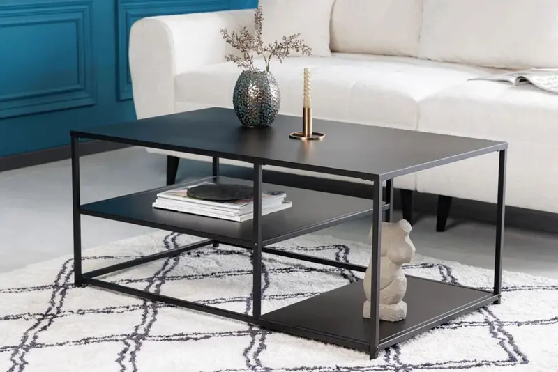 STOLIK KAWOWY DURA STEEL 100 CM CZARNY / 41726  / INVICTA INTERIOR