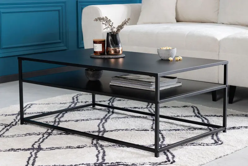 STOLIK KAWOWY DURA STEEL 100 CM CZARNY / 41728 / INVICTA INTERIOR