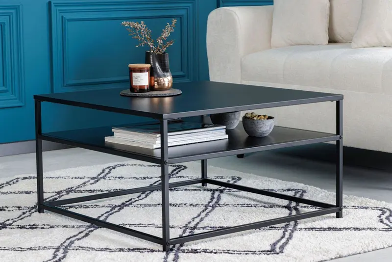 STOLIK KAWOWY DURA STEEL 70 CM CZARNY / 41727 / INVICTA INTERIOR