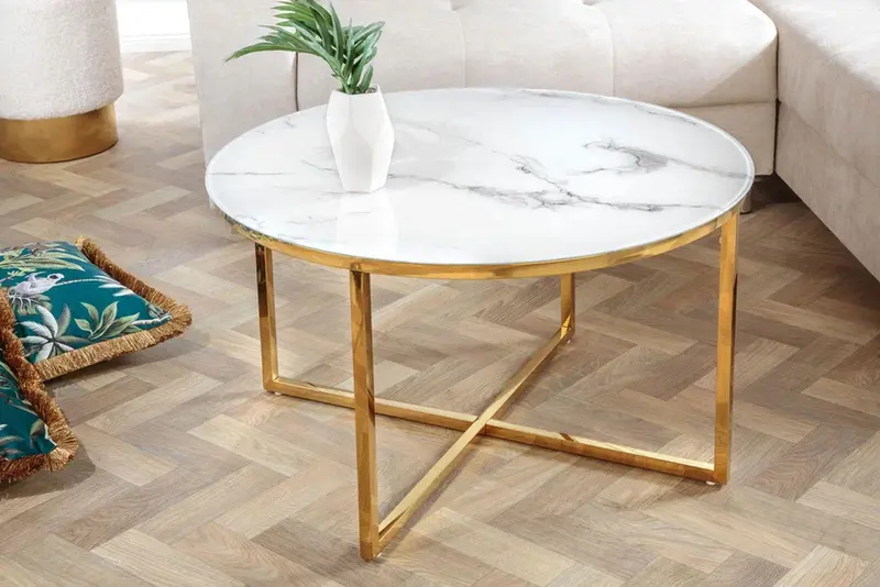 STOLIK KAWOWY ELEGANCE OPTYKA BIAŁY MARMUR 80 CM / 42160 / INVICTA INTERIOR