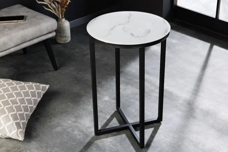 STOLIK KAWOWY ELEGANCE OPTYKA MARMURU CZARNA RAMA / 42162 / INVICTA INTERIOR