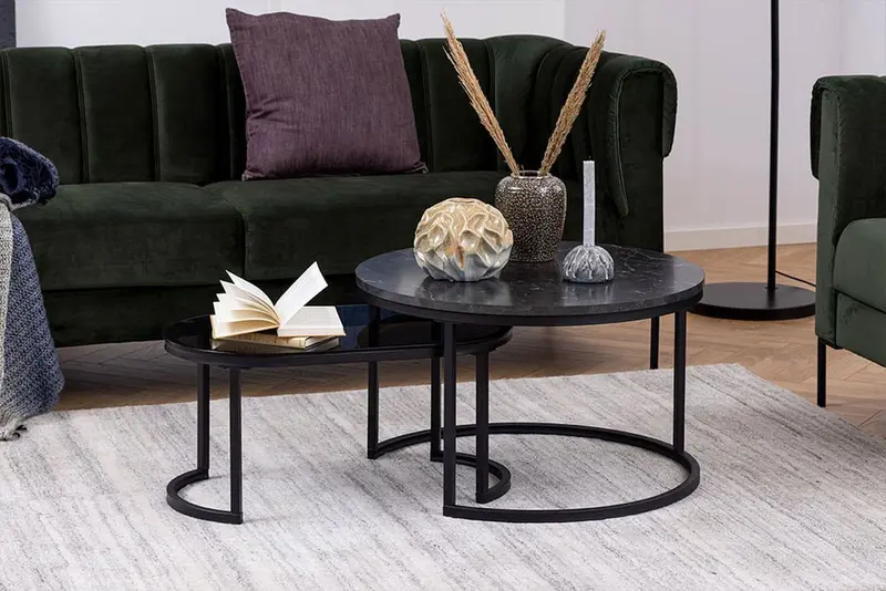 STOLIK KAWOWY ELEGANCE ZESTAW CZARNY 75 CM / 43641/ INVICTA INTERIOR