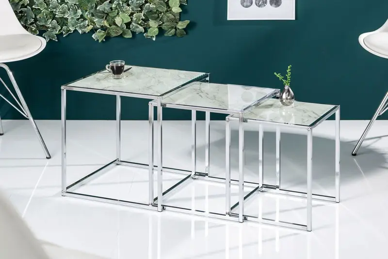 STOLIK KAWOWY ELEMENTS OPTYKA MARMUR BIAŁY / 40047 / INVICTA INTERIOR