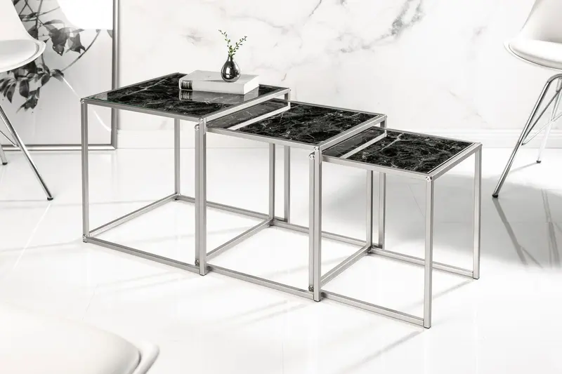 STOLIK KAWOWY ELEMENTS OPTYKA MARMUR CZARNY / 40096 / INVICTA INTERIOR