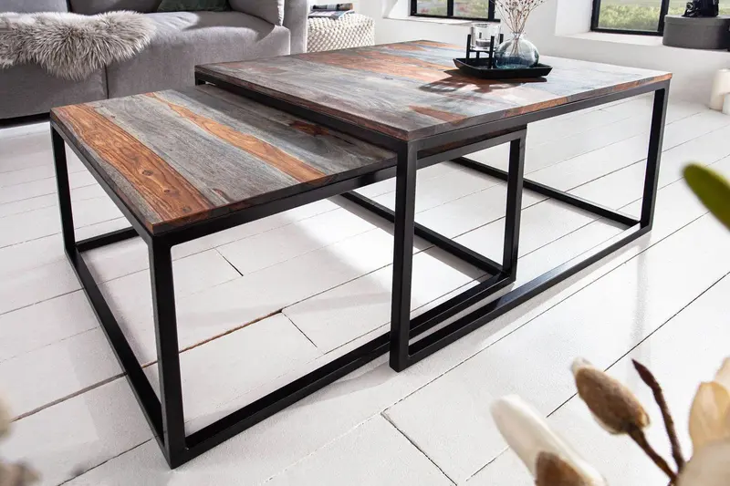STOLIK KAWOWY ELEMENTS ZESTAW SHEESHAM / 40281 / INVICTA INTERIOR