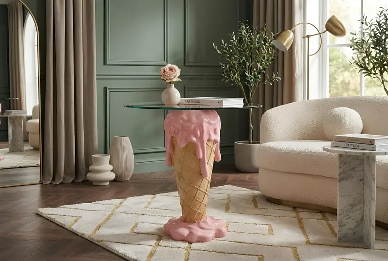 STOLIK KAWOWY ICE CREAM Ø 48 CM / 48036 / INVICTA INTERIOR