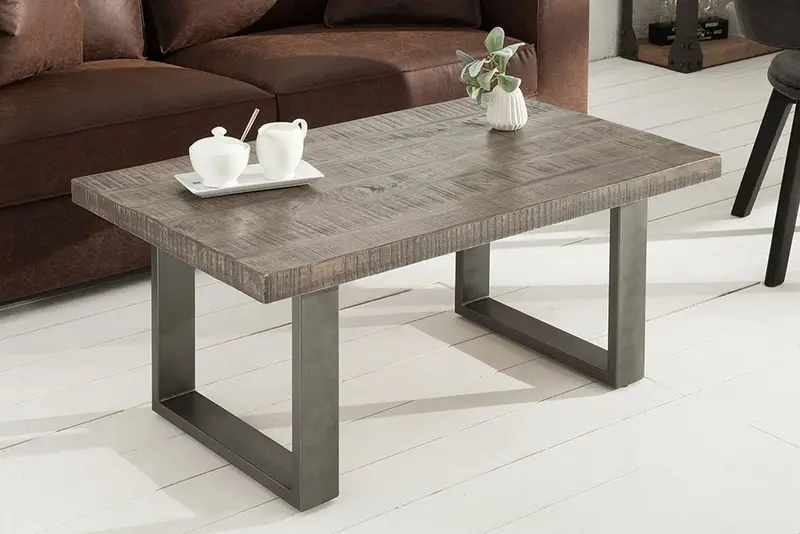 Stolik kawowy IRON CRAFT mango 100 cm SZARY / 38661 / INVICTA INTERIOR