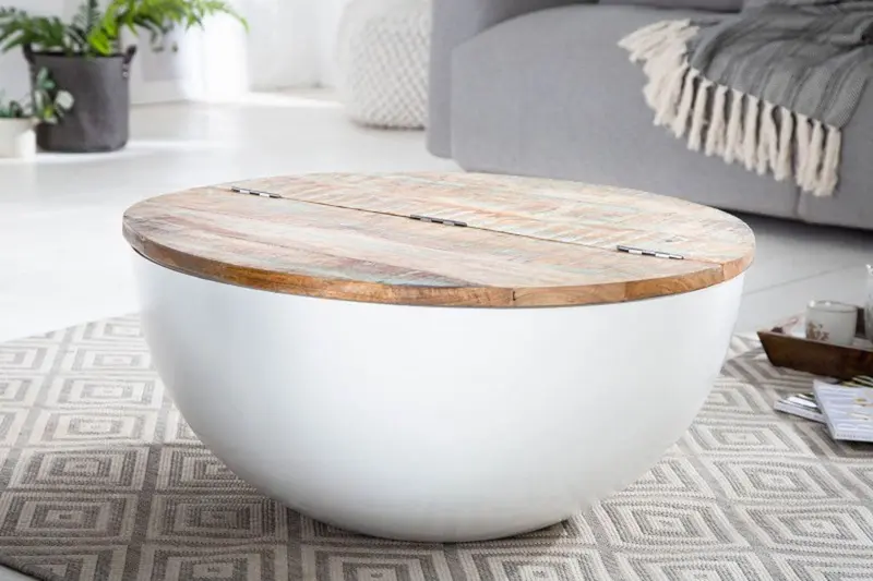 STOLIK KAWOWY JAKARTA 70 CM BIAŁY / 40893 / INVICTA INTERIOR