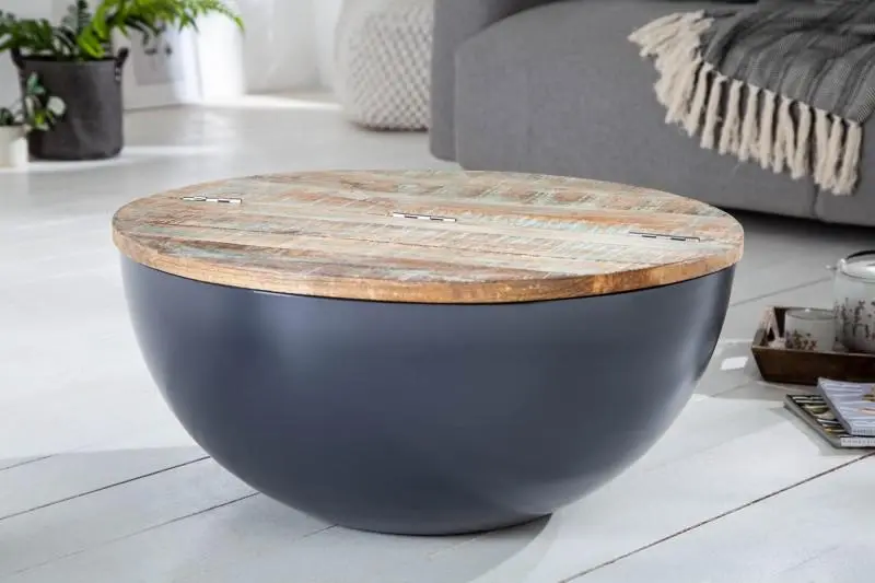 STOLIK KAWOWY JAKARTA 70 CM SZARY / 40894 / INVICTA INTERIOR