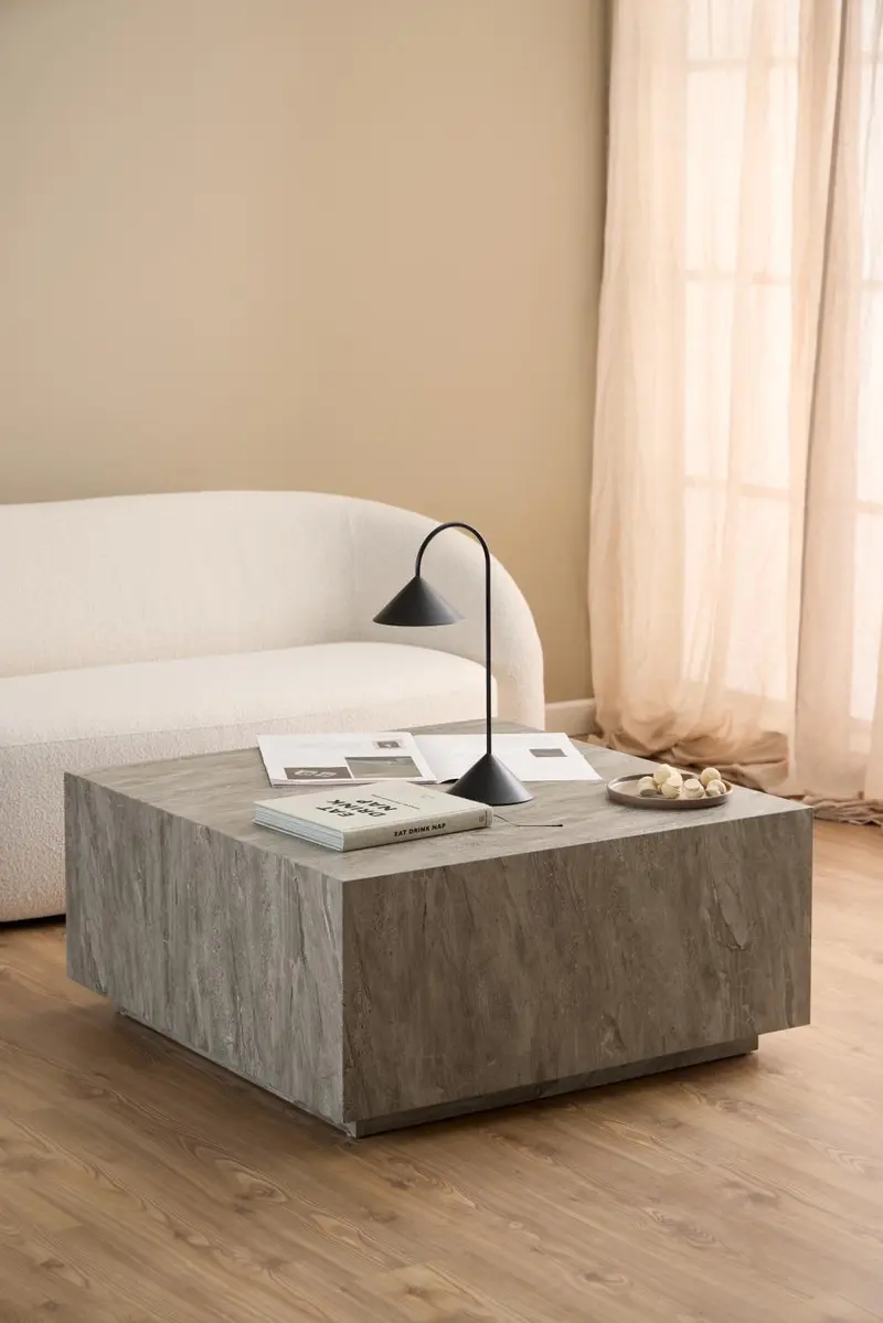 Stolik kawowy kwadratowy Dice 90x90 cm – dekor grey marble River/ 104953 / ACTONA