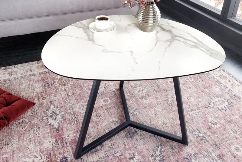 STOLIK KAWOWY MARVELOUS BIAŁY OPTYKA MARMURU 70 CM / 42144 / INVICTA INTERIOR