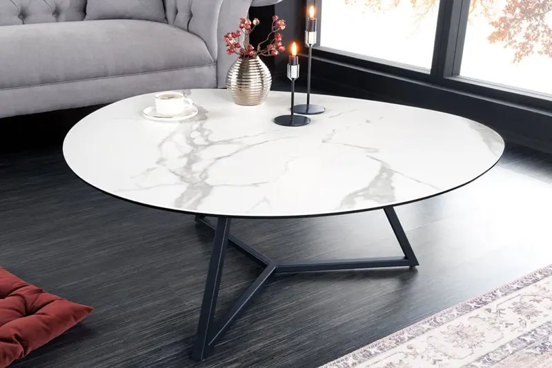 STOLIK KAWOWY MARVELOUS BIAŁY OPTYKA MARMURU 90 CM / 42142 / INVICTA INTERIOR
