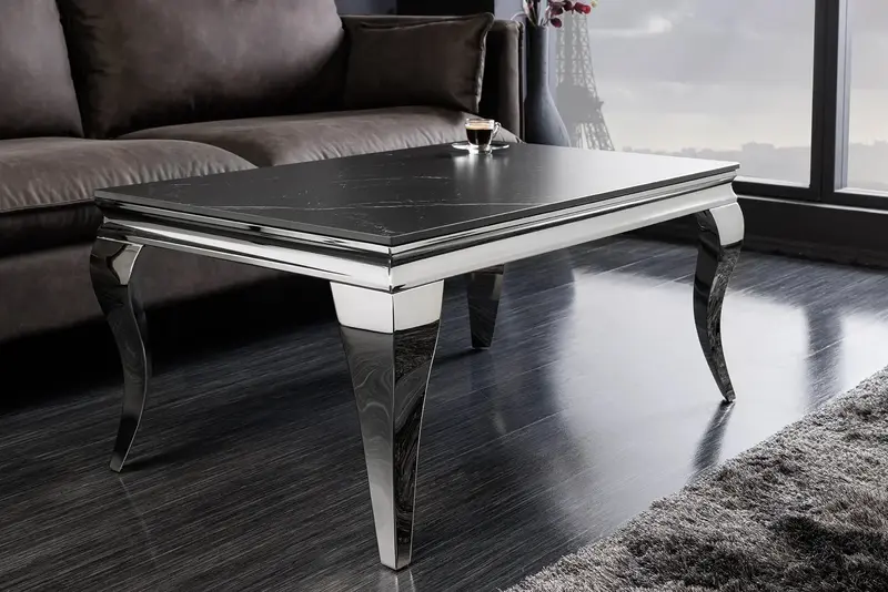 STOLIK KAWOWY MODERN BAROCK OPTYKA CZARNY MARMURl 100 CM / 44368 / INVICTA INTERIOR