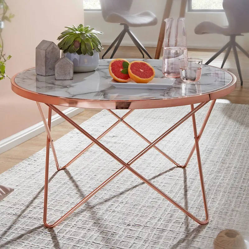STOLIK KAWOWY OKRĄGŁY 85 CM OPTYKA BIAŁY MARMUR Wohnling / WL5.999