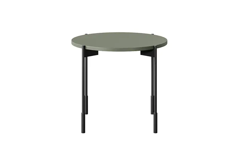 Stolik kawowy okrągły Sonatia na metalowych nogach 45 cm - oliwka
