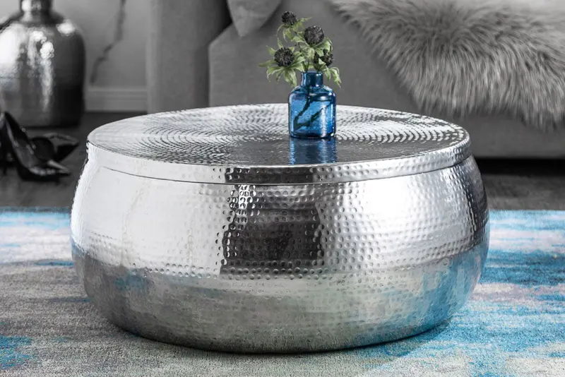 Stolik kawowy Orient Storage 70cm aluminium srebrny / 40232 / INVICTA INTERIOR