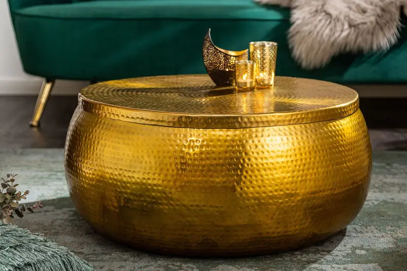 Stolik kawowy Orient Storage 70cm aluminium złoty / 40231 / INVICTA INTERIOR