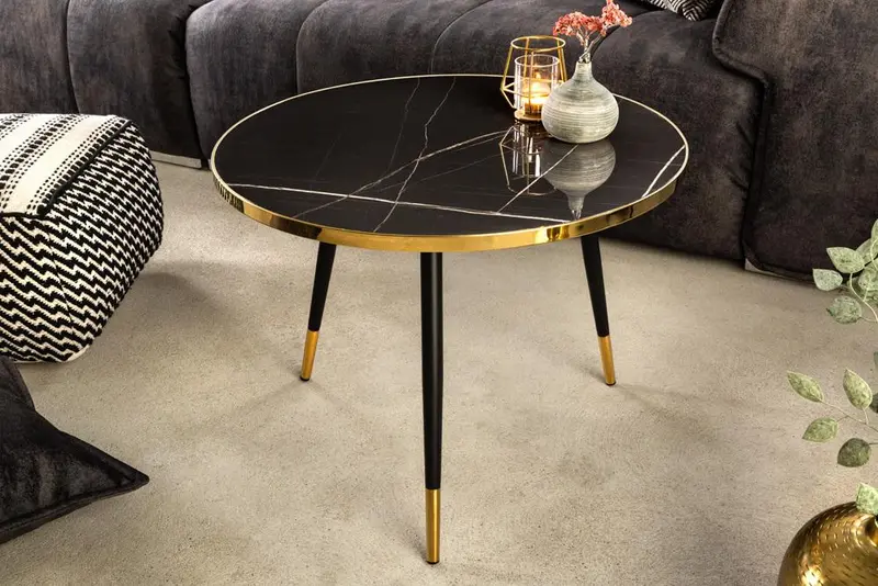 Stolik kawowy Paris antracyt optyka marmur 60 cm / 41892 / INVICTA INTERIOR