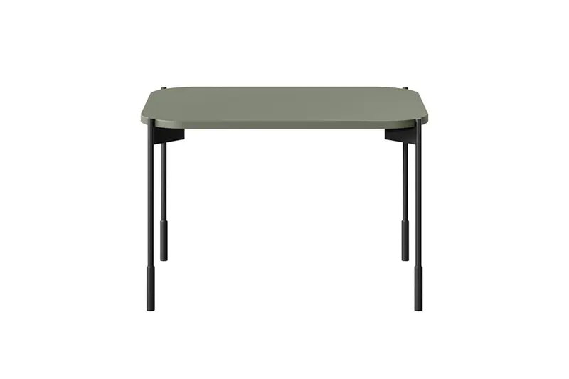 Stolik kawowy prostokątny Sonatia na metalowych nogach 60 cm - oliwka